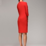 Красное платье-футляр с рукавами 3/4 dm00568rd-3