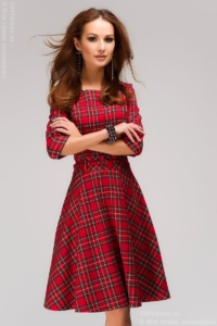Красное платье в шотландскую клетку купить в Воронеже в интернет-магазине DRESS STORE