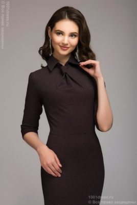 Бордовое платье-футляр с имитацией галстука в Воронеже