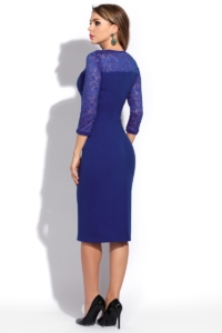 Купить синее коктельное платье длины миди в интернет-магазине