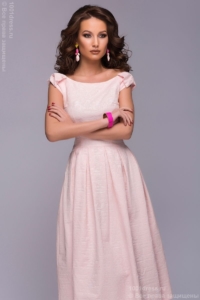 Нежно-розовое платье миди с бантиками на плечах купить в Воронеже