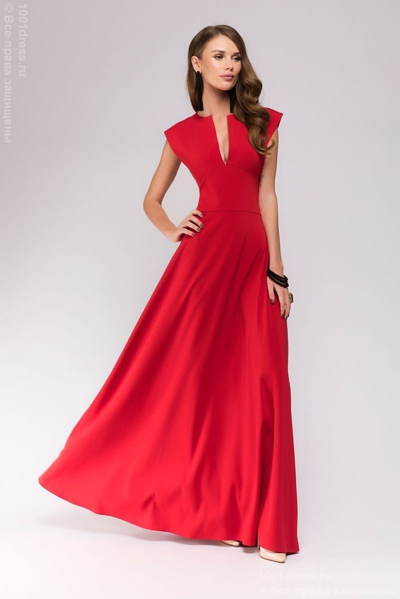Длинное красное платье с глубоким декольте купить в Воронеже