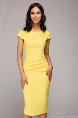 Желтое платье-футляр с короткими рукавами купить в Воронеже