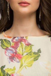 Купить Платье миди с бордовой юбкой и цветочным принтом в магазине женской одежды в Воронеже