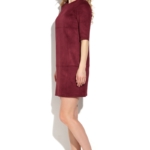 Платье бордового цвета длины мини из эко-замши ds00244bo-2