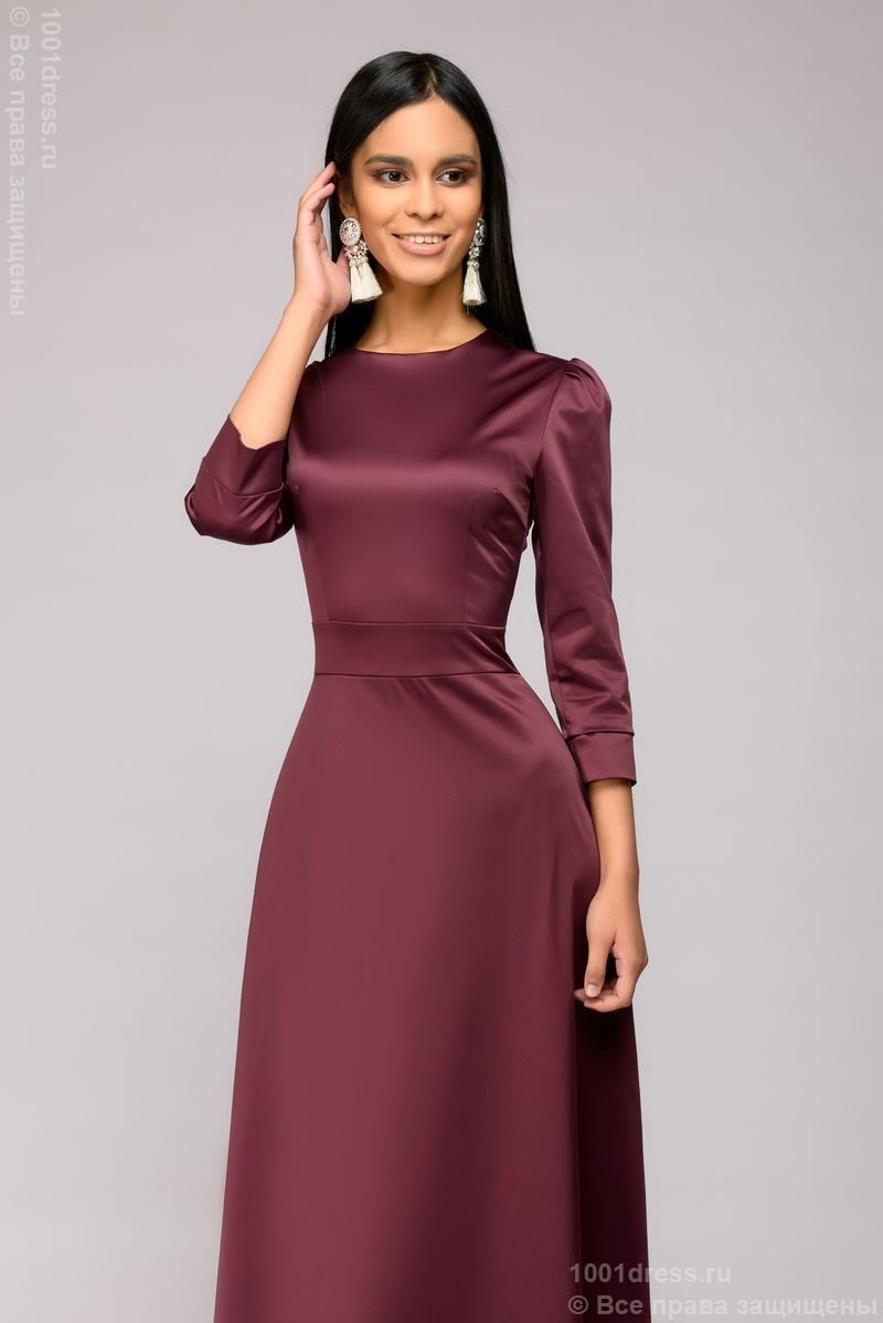 Вечернее платье в пол сливового цвета купить в интернет-магазине