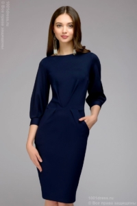 Темно-синее платье с пышными рукавами купить в Воронеже