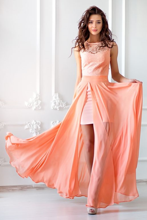 Платье-трансформер 2 в 1 персикового цвета купить в Воронеже