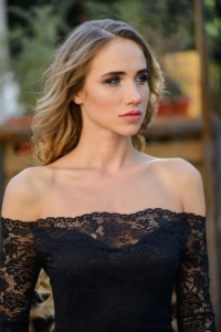 Купить Черное гипюровое платье длины миди с открытыми плечами в магазине женской одежды в Воронеже