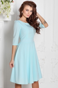 Заказать Платье миди ментолового цвета с пышной юбкой и рукавами 3/4 с бесплатной доставкой по России
