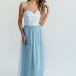 Вечернее платье-корсет голубого цвета с кружевным верхом и фатиновой юбкой zd00314lb-1