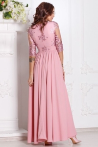 Заказать Вечернее платье цвета пыльная роза с пышной юбкой и кружевным верхом с бесплатной доставкой по России