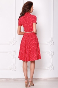 Купить Красное платье миди с рубашечным верхом и морским принтом в интернете