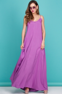 Длинный сарафан пурпурного цвета с оригинальной спинкой купить в интернет-магазине