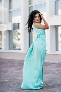 Заказать Мятное платье в пол в греческом стиле из шелка с примеркой