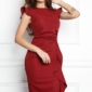 Платье-футляр цвета марсала длины миди с драпировкой и воланами заказать с примеркой
