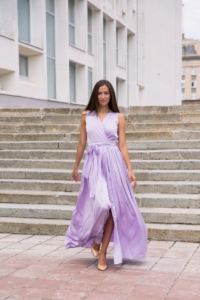 Купить Сиреневое платье в пол в греческом стиле из шелка с примеркой