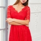Кружевное платье миди красного цвета с пышной юбкой заказать с примеркой