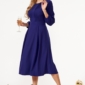 Темно-синее платье миди с расклешенной юбкой и длинными рукавами купить в интернет-магазине